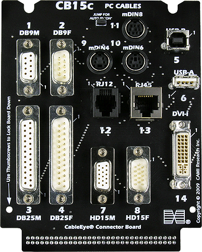 CableEye 745 / CB15 Interface-Platine (DB9, DB25, HD15, RJ45, RJ12, mDIN)